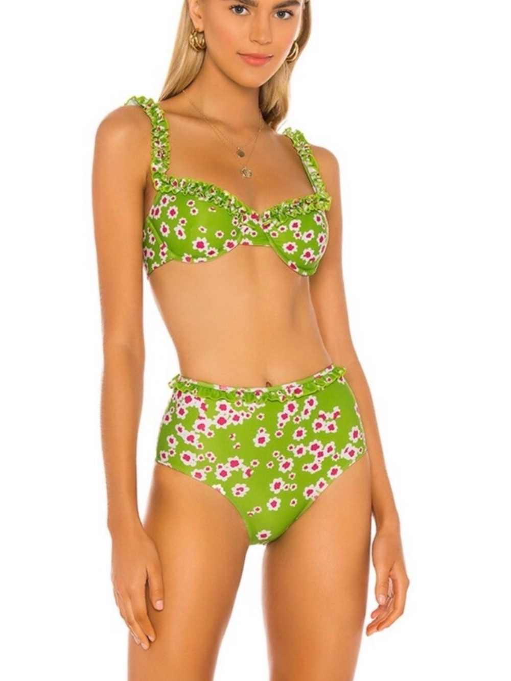 Faithfull the Brand Apple Green Floral Bikini